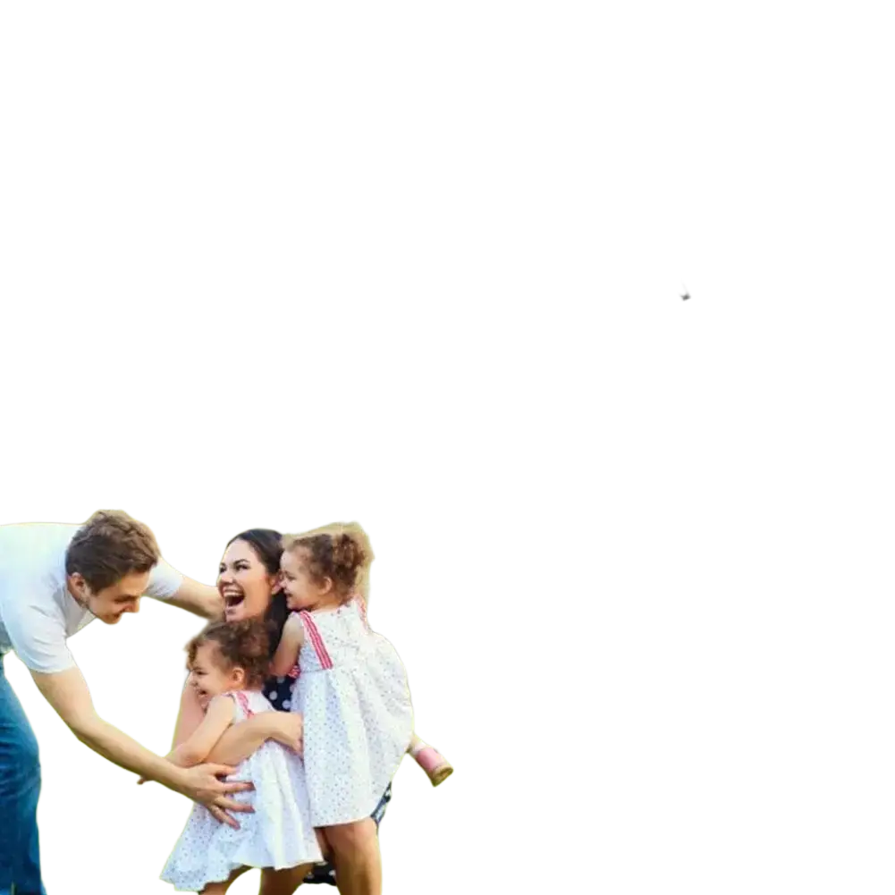 Black remote control induction suspension helicopter toy with red and white accents flying above family in park