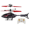 Black and red remote control induction suspension helicopter toy with white controller featuring cartoon eyes