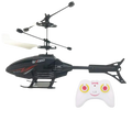 Black and red remote control induction suspension helicopter toy with white propellers and matching white controller with yellow buttons