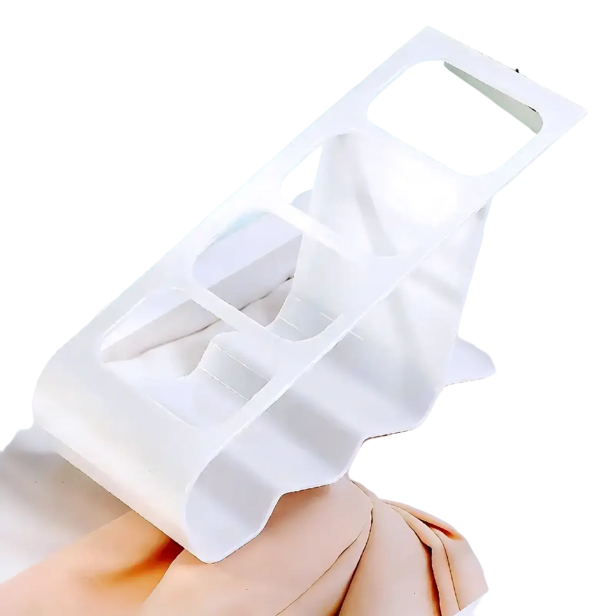 White plastic remote control organizer desktop storage rack with wavy segmented egg carton design