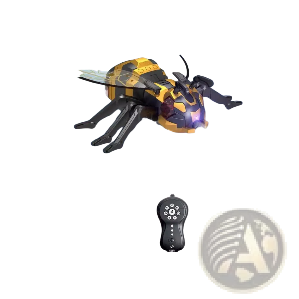 Yellow and black remote control spray dragonfly centipede toy with mechanical design led lights and spray functionality