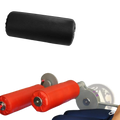 Replacement foam exercise machine roller pad with black cylindrical grip pad and textured foam surface for comfort