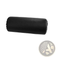 Black cylindrical replacement foam leg press roller pad with textured surface measuring 200mm by 120mm
