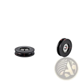 Black plastic replacement gym cable machine pulley wheel with 50mm diameter and central bearing for smooth operation