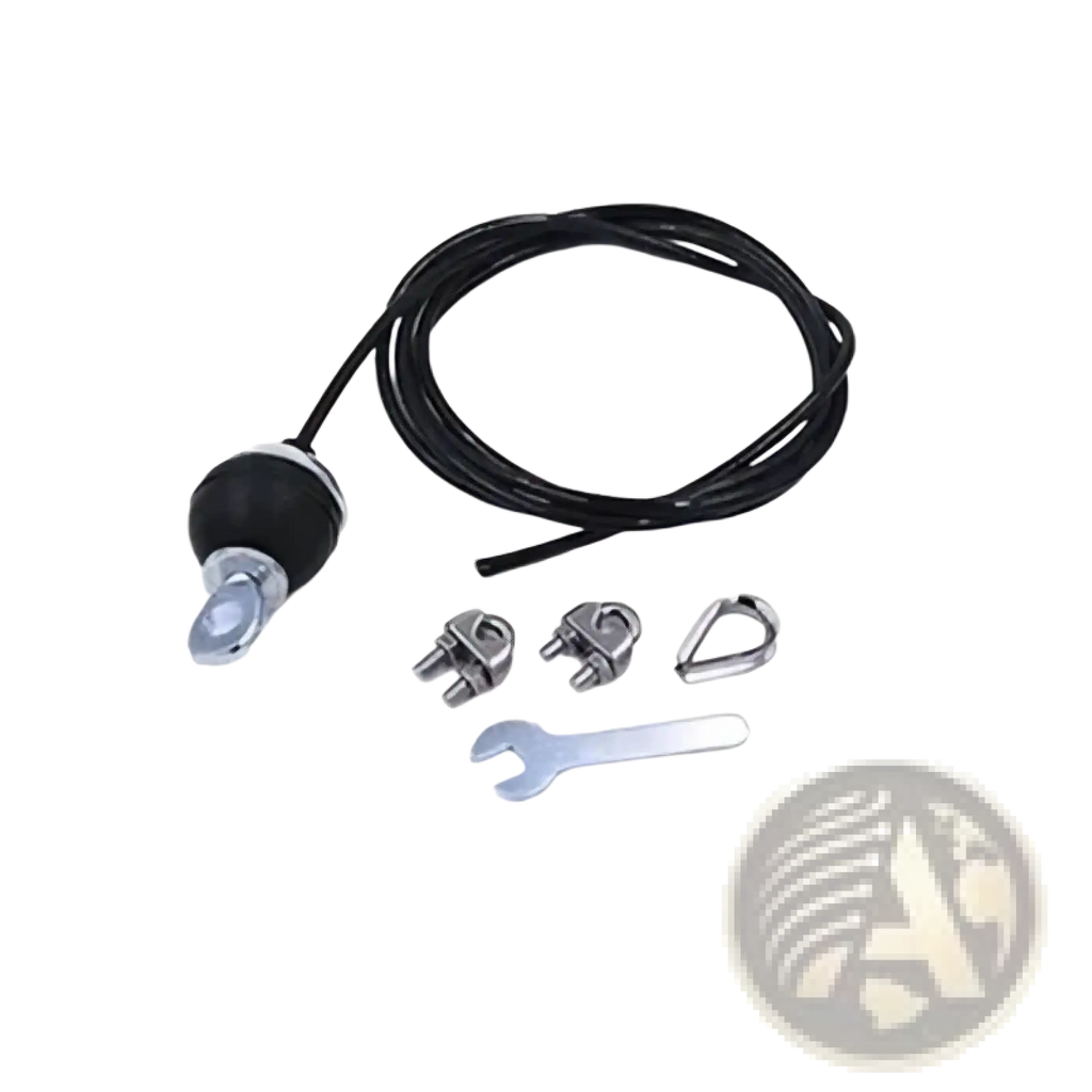 Adjustable black rubber-coated gym cable wire rope with metal clamps and wrench 2m for pulley system replacement