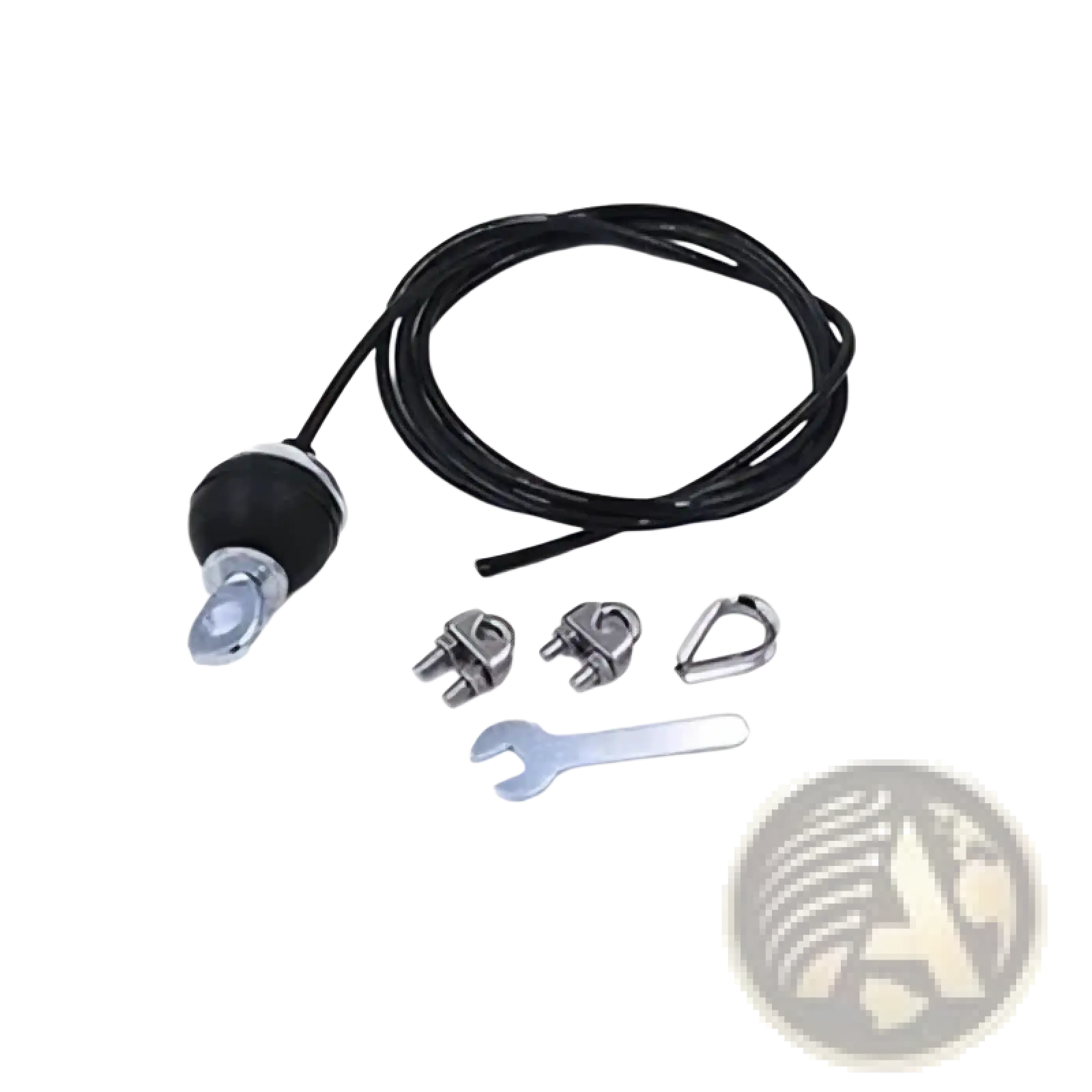 Adjustable black rubber-coated gym cable wire rope with metal clamps and wrench 2m for pulley system replacement