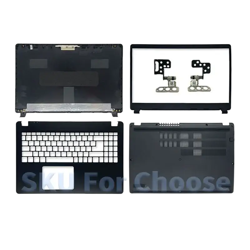 Replacement housing case for acer aspire 3 a315-42 a315-54 n19c1 with black casing white keyboard and silver hinges