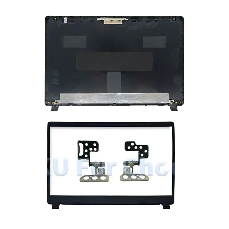 Black plastic laptop screen bezel with integrated hinges and mounting brackets for acer aspire 3 n19c1 a315-42 a315-54