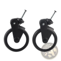 Replacement stroller wheels for yoyo and vovo black and white swivel caster wheels with sturdy metal axle shown from back side