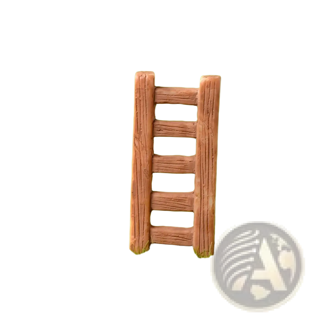 A rustic miniature wooden ladder with five rungs for resin bunny figurine easter garden and cake decor