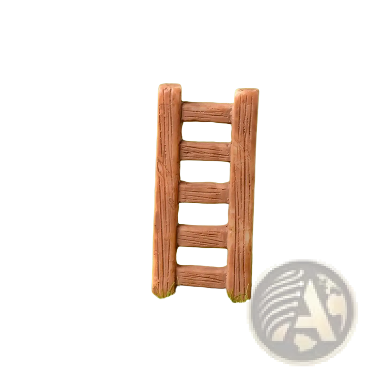 A rustic miniature wooden ladder with five rungs for resin bunny figurine easter garden and cake decor