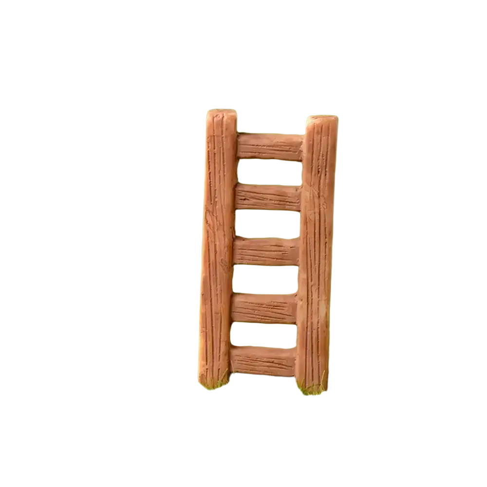 A rustic wooden ladder with warm natural finish and visible grain texture for easter garden and bunny figurine display