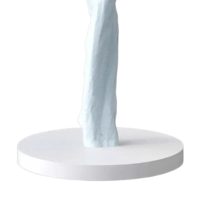 Resin dancer figurine 12x12x40cm with light blue textured column design on white base for modern home display effects