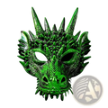 Resin dragon mask adult costume party prop featuring vibrant green molded plastic with detailed scales and spikes
