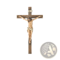 Resin Easter cross figurine featuring a detailed jesus on a weathered brown wooden cross with off-white cloth