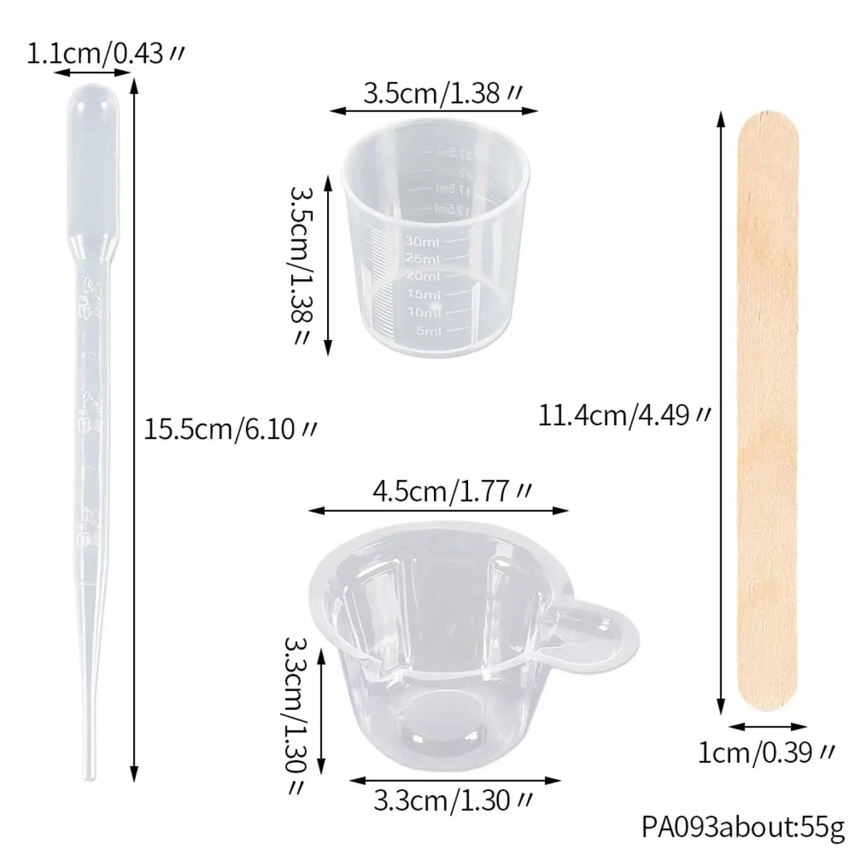 Clear plastic measuring cup with handle and 5ml to 30ml markings for resin mixing casting tools kit in jewelry making