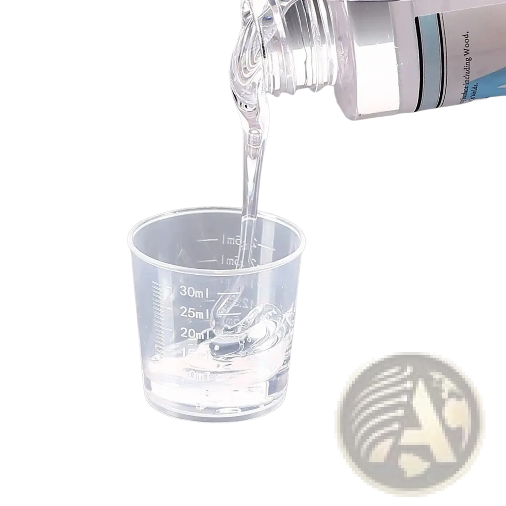 Clear plastic measuring cup with milliliter markings for resin mixing in casting tools kit for jewelry making