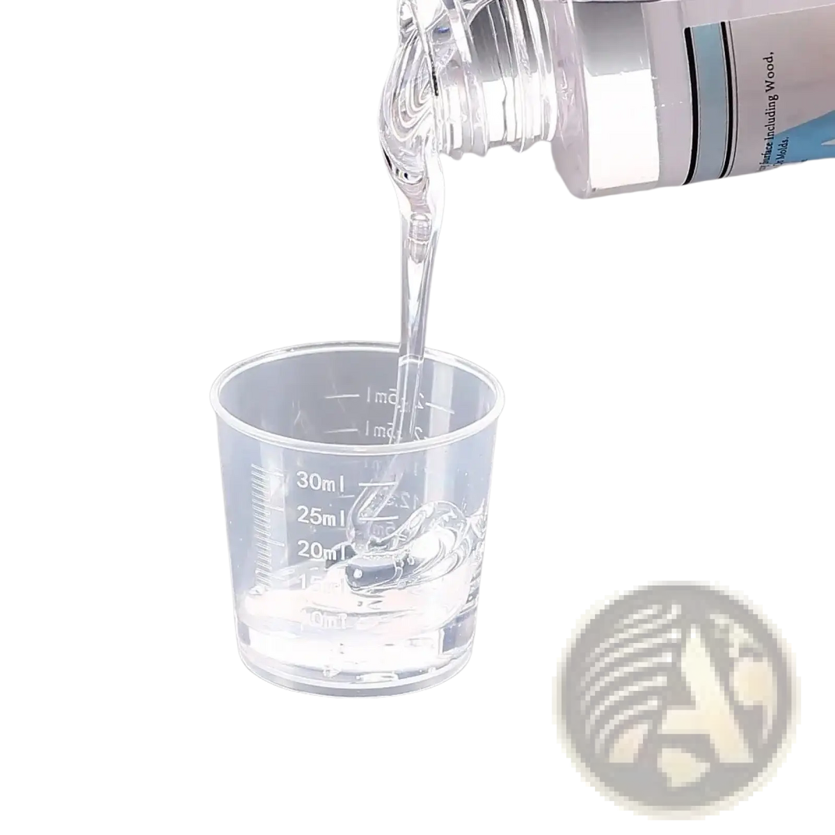 Clear plastic measuring cup with milliliter markings for resin mixing in casting tools kit for jewelry making