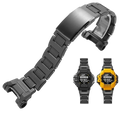 Black lightweight stainless steel resin watch band with textured interlocking links for g-shock gpr-h1000 matching display