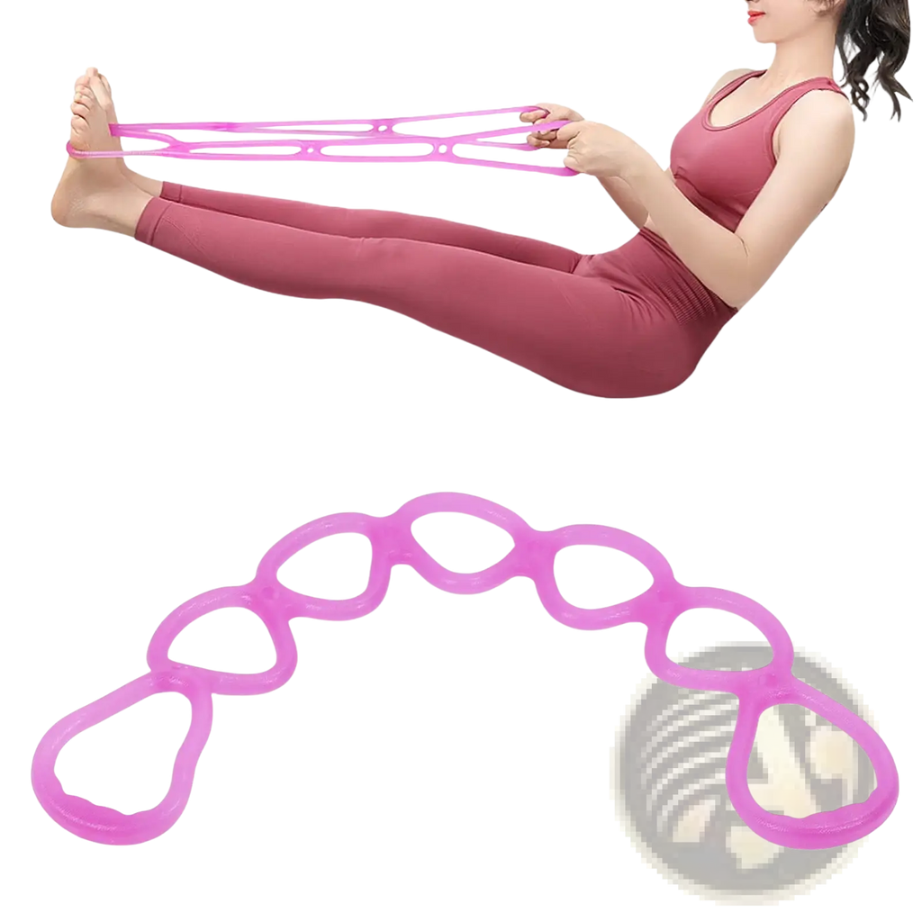 Resistance band 7 hole yoga pull rope purple pink silicone fitness band with segmented looped design for exercise