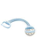 Light blue three-strand resistance band with detachable tubes and bear handles featuring molded plastic grips