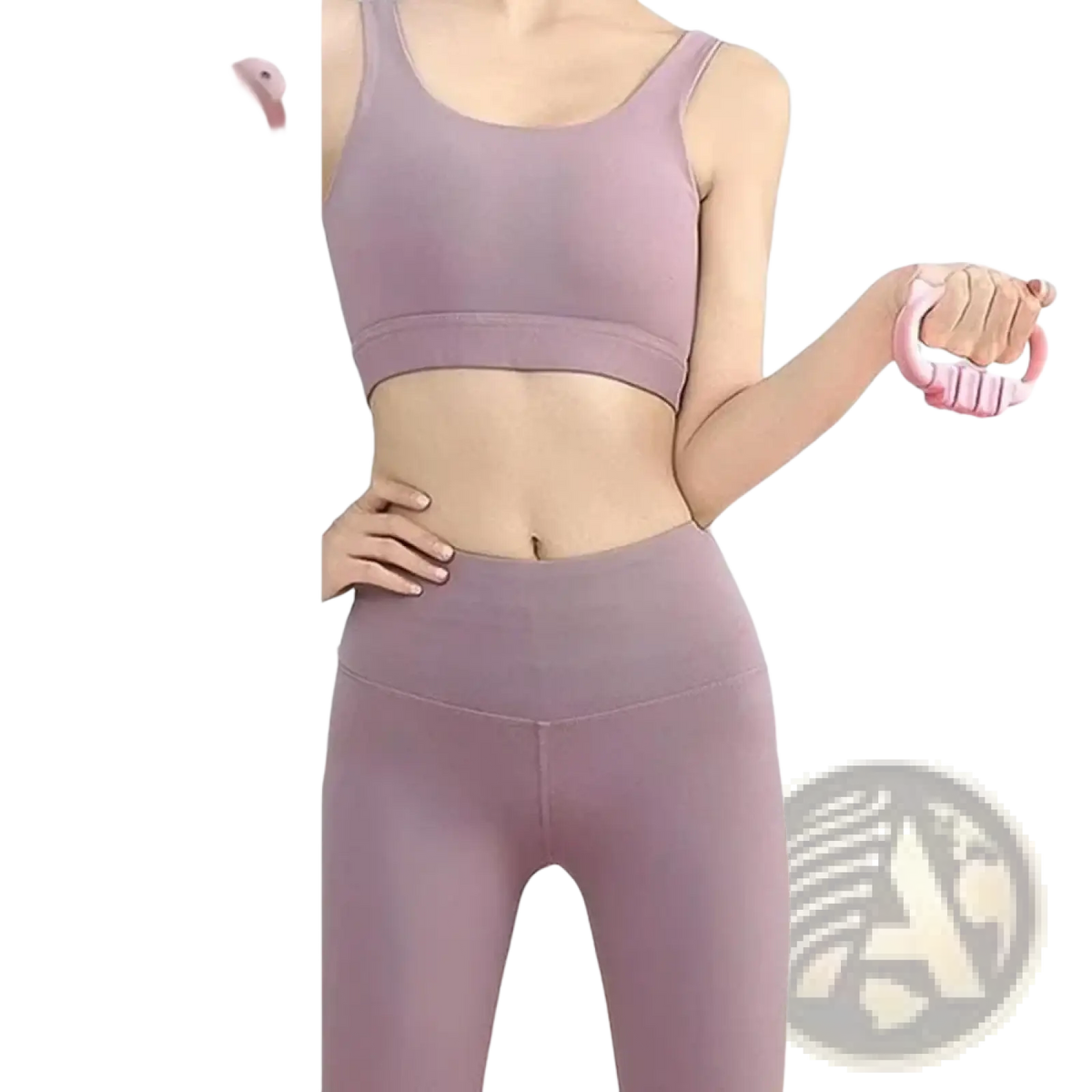 Pink plastic resistance band exerciser with detachable tubes and bear-shaped handles for versatile workouts