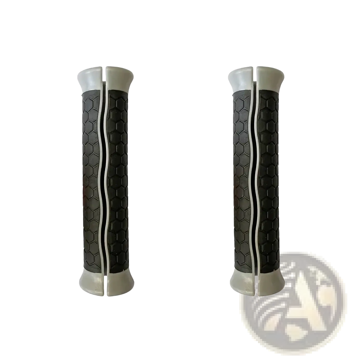 Black and white resistance band handles replacement grips with textured honeycomb pattern for improved grip control