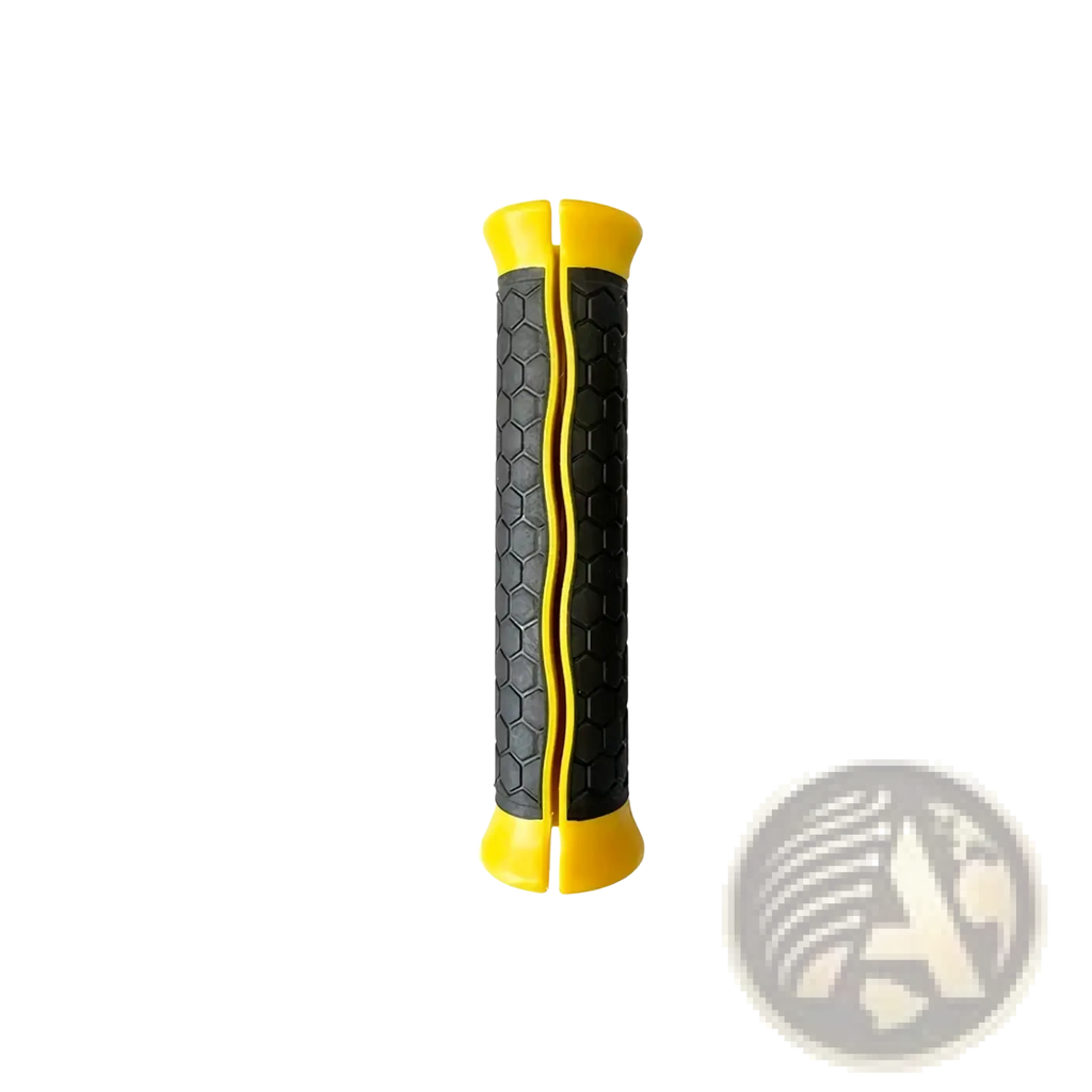 Black and yellow resistance band handles replacement grips with textured honeycomb pattern for enhanced grip comfort