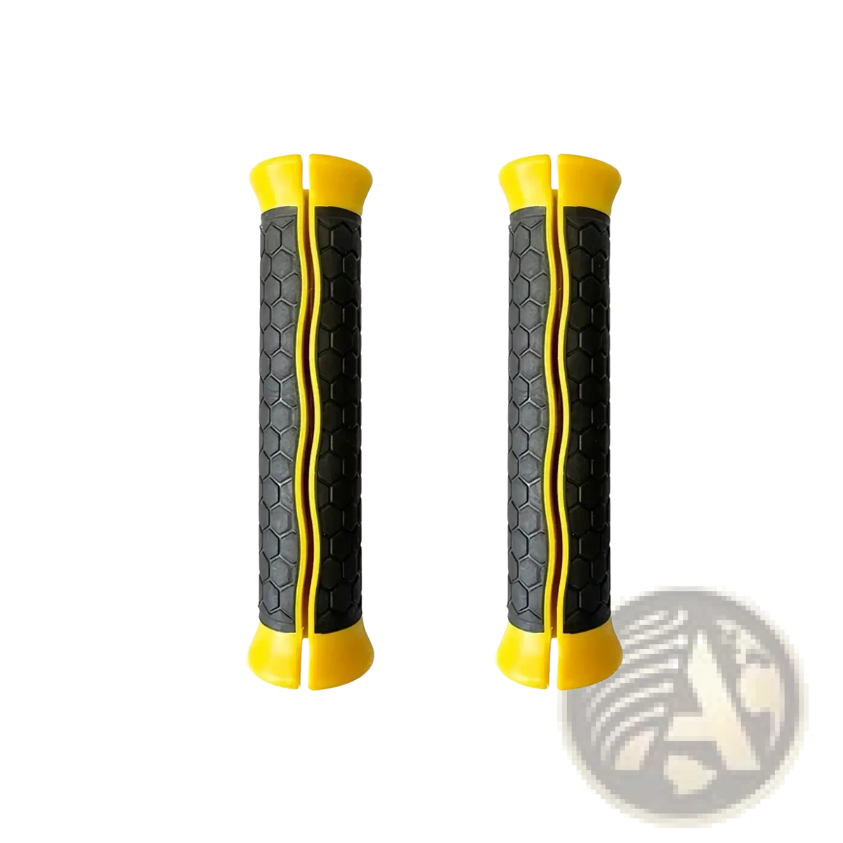 Resistance band handles replacement grips with black and yellow textured honeycomb pattern for improved grip