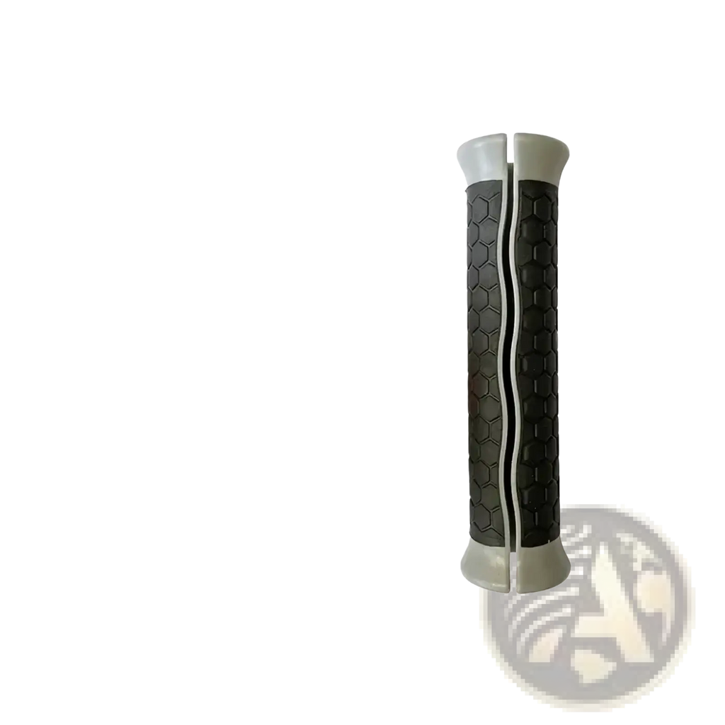 Black honeycomb-patterned resistance band handles with white plastic ends universal fit grip set