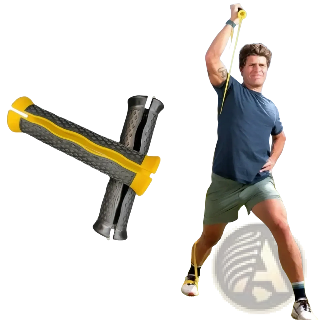 Resistance band handles universal fit grip set with yellow and black textured rubber surface for secure hold