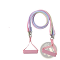 Resistance band set with ankle straps featuring pastel-colored bands pink foam handles and metallic hardware