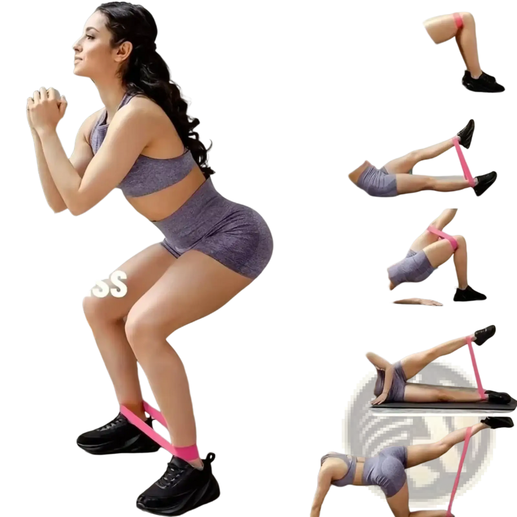 Pink latex resistance band from resistance band set home gym leg and hip toning system for workout training