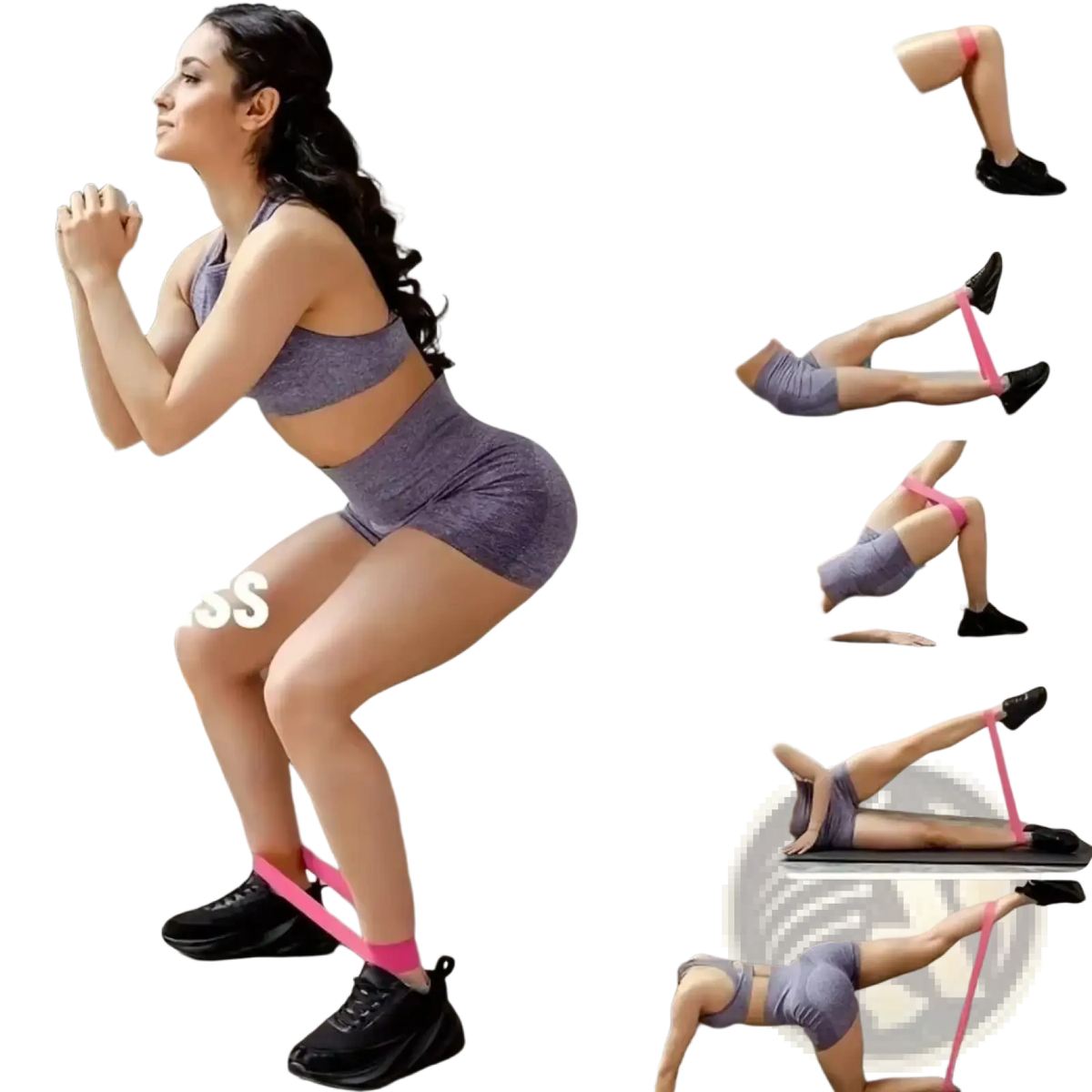 Pink latex resistance band from resistance band set home gym leg and hip toning system for workout training