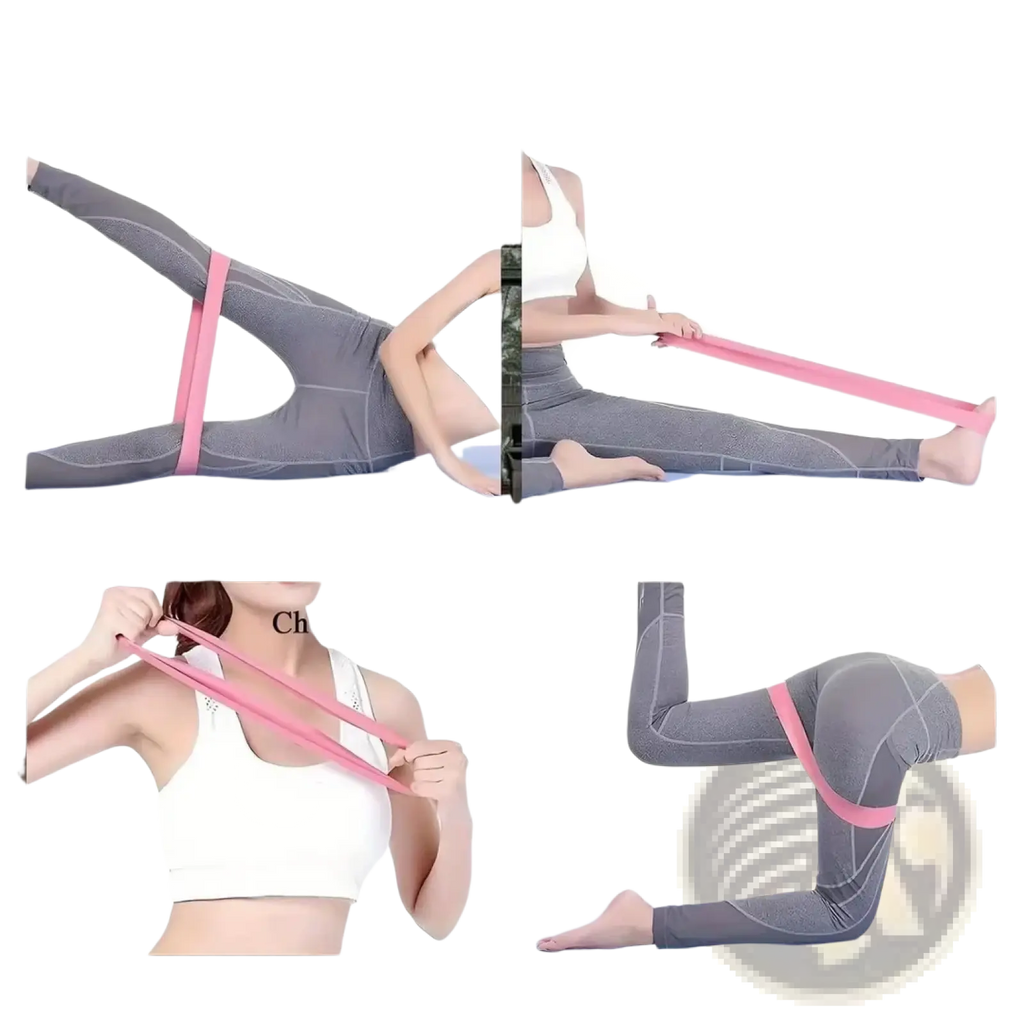Pink resistance band made of durable material for home gym leg and hip toning in resistance band set
