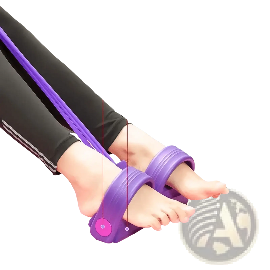 Purple foot exerciser from resistance band set with thickened non-slip texture and solid keyhole design for strength training