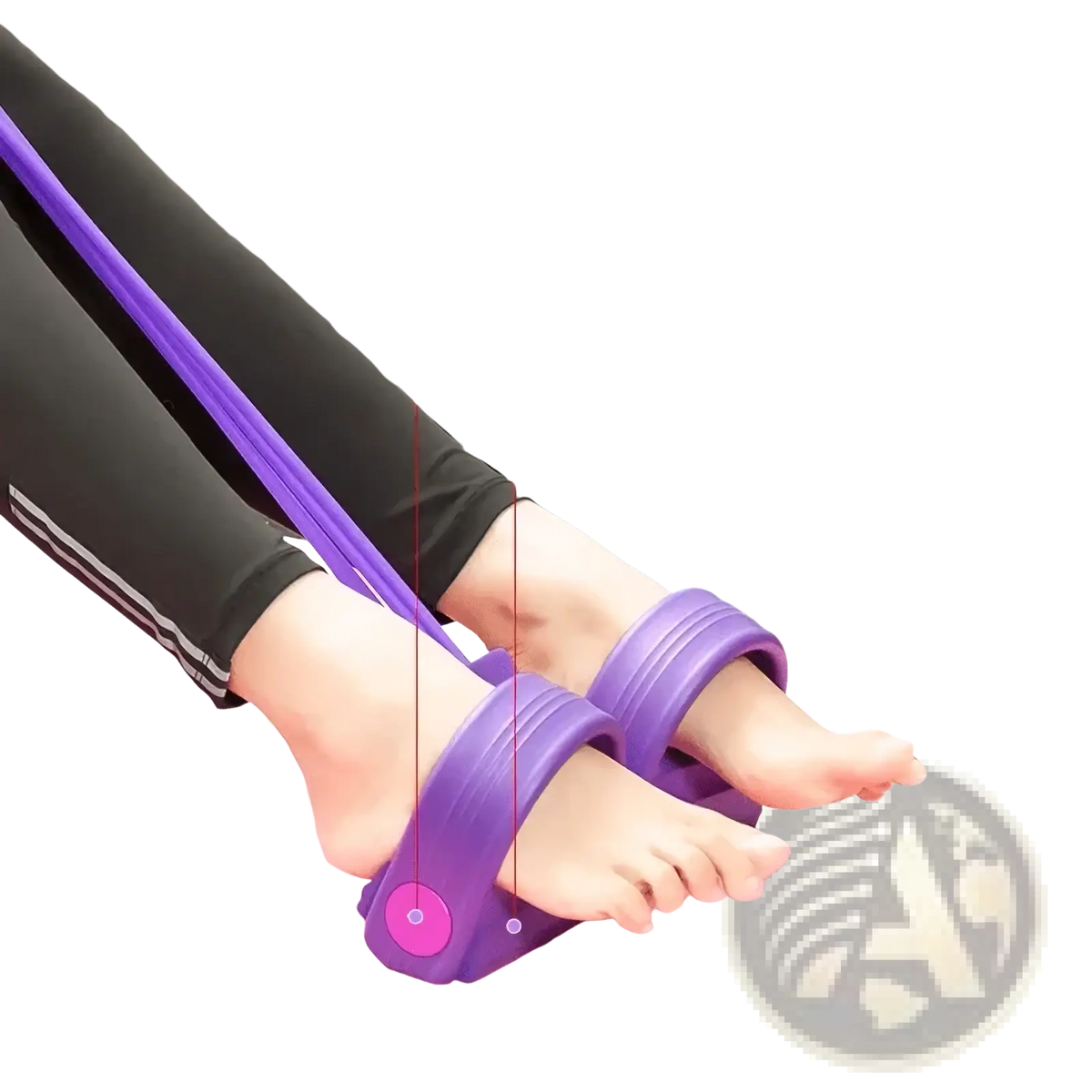 Purple foot exerciser from resistance band set with thickened non-slip texture and solid keyhole design for strength training