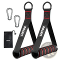 Black and red leatou resistance training straps with padded foam handles for cable machine gym workout