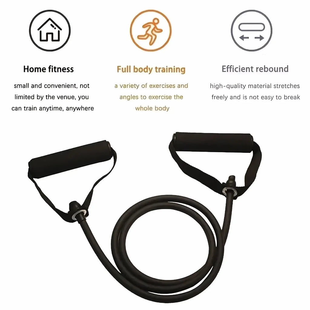 Black resistance bands with padded handles and coiled elastic design for strength training exercises