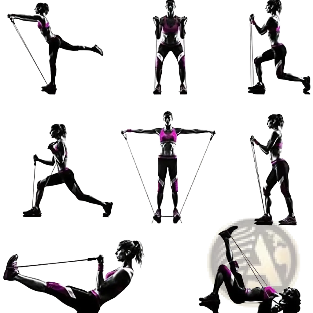 Resistance bands with handles in pink and black for strength training and muscle resistance workouts