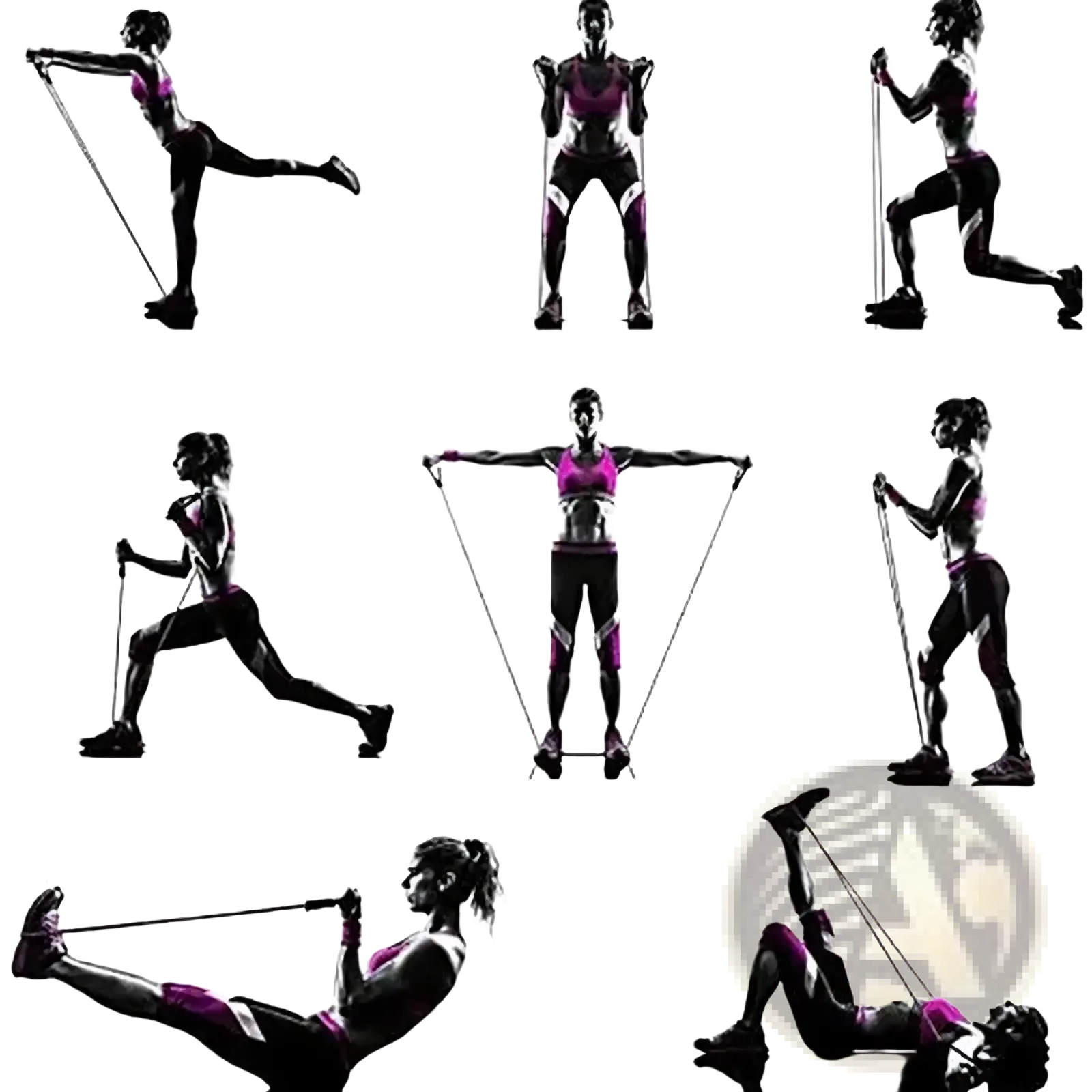 Resistance bands with handles in pink and black for strength training and muscle resistance workouts