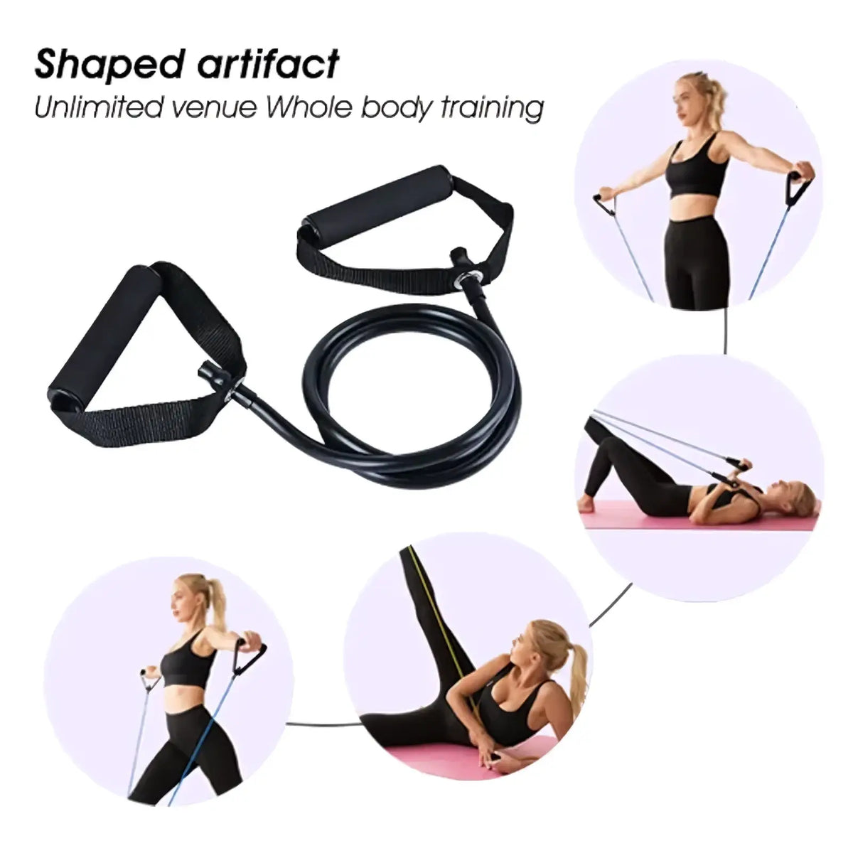 Black resistance bands with padded handles for women fitness offering whole body training and durability