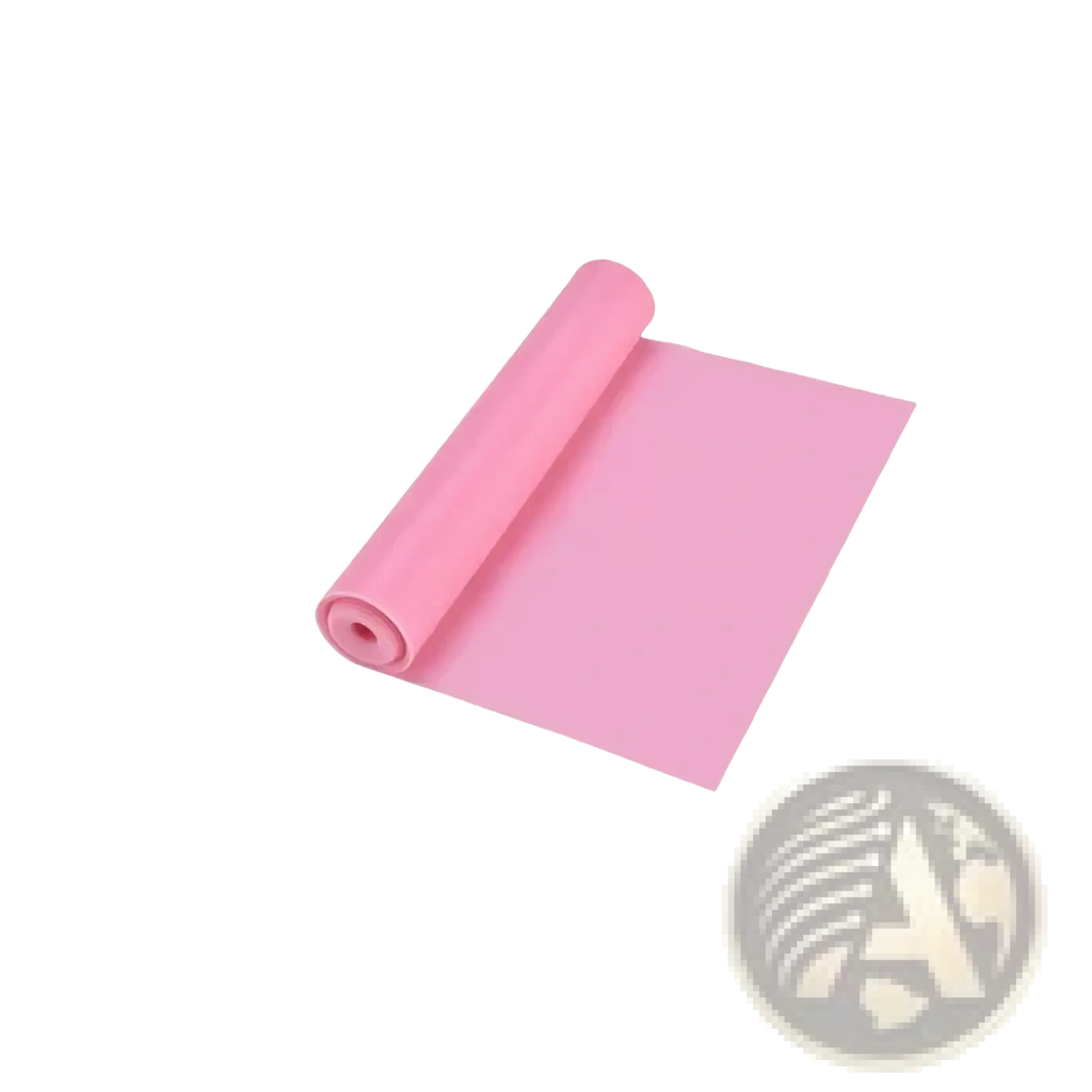 Pink elastic resistance band smooth flexible with uniform matte finish for fitness training and exercise use