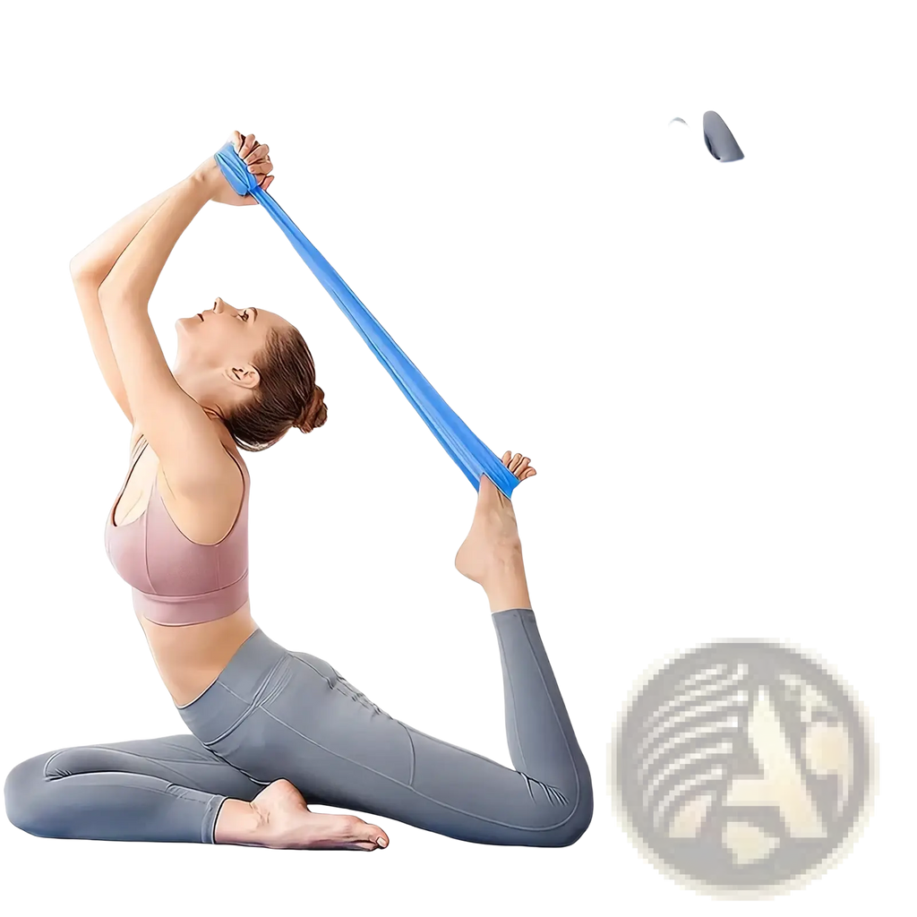 Blue elastic resistance band for fitness training highlighting strength and flexibility in exercise routines