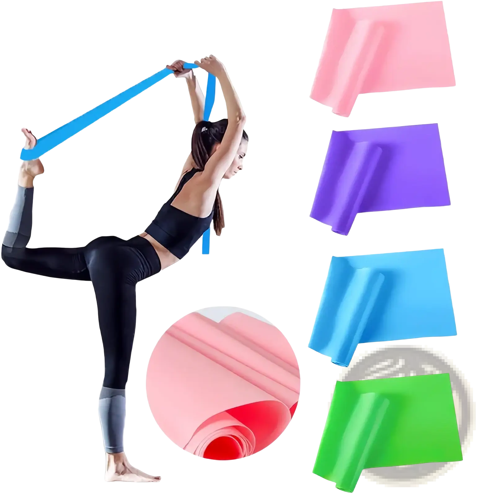 Blue elastic resistance band for fitness training made of durable material in resistance bands pink elastic series