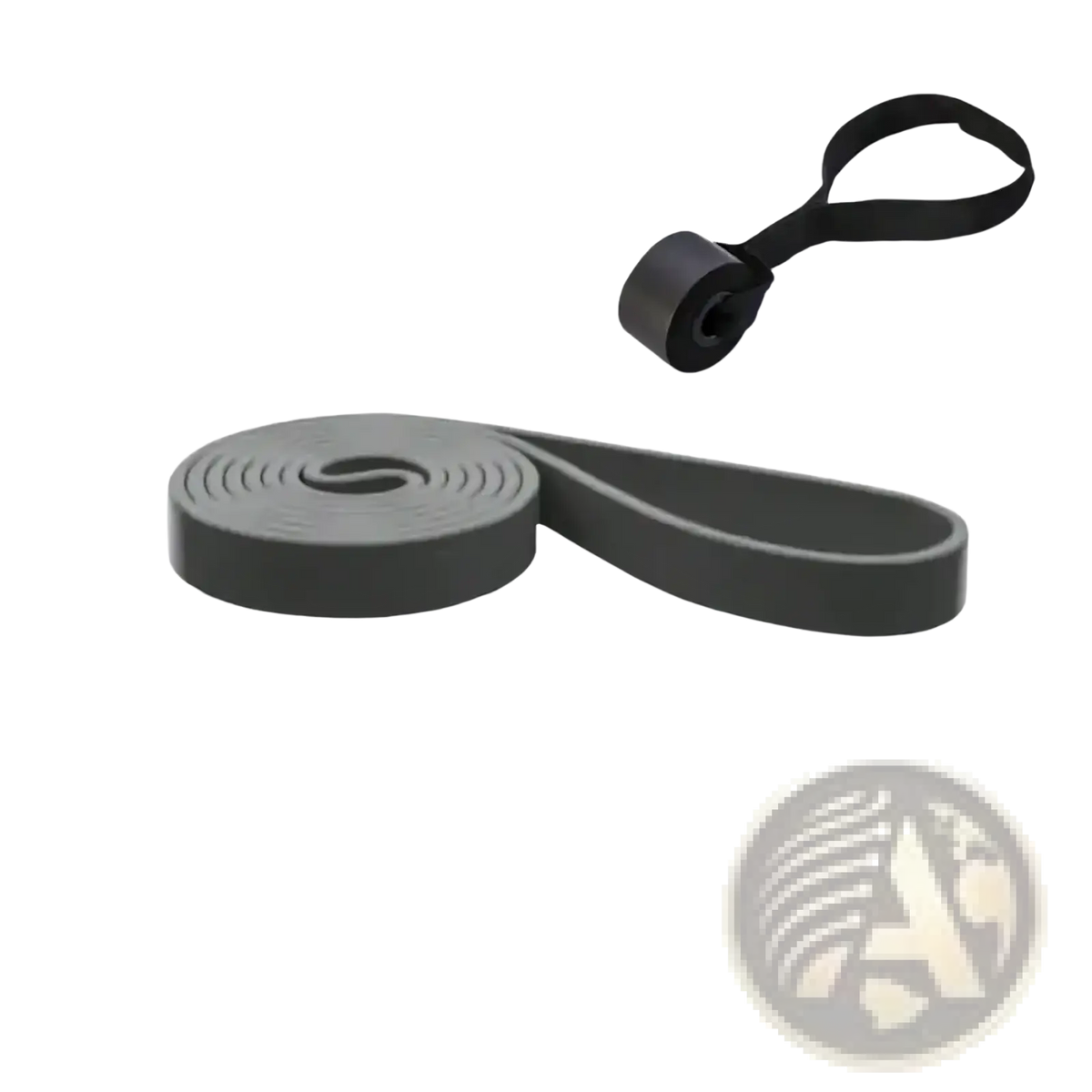 Black rubber resistance band with looped handle for strength training in resistance bands set 5-120lbs home workout
