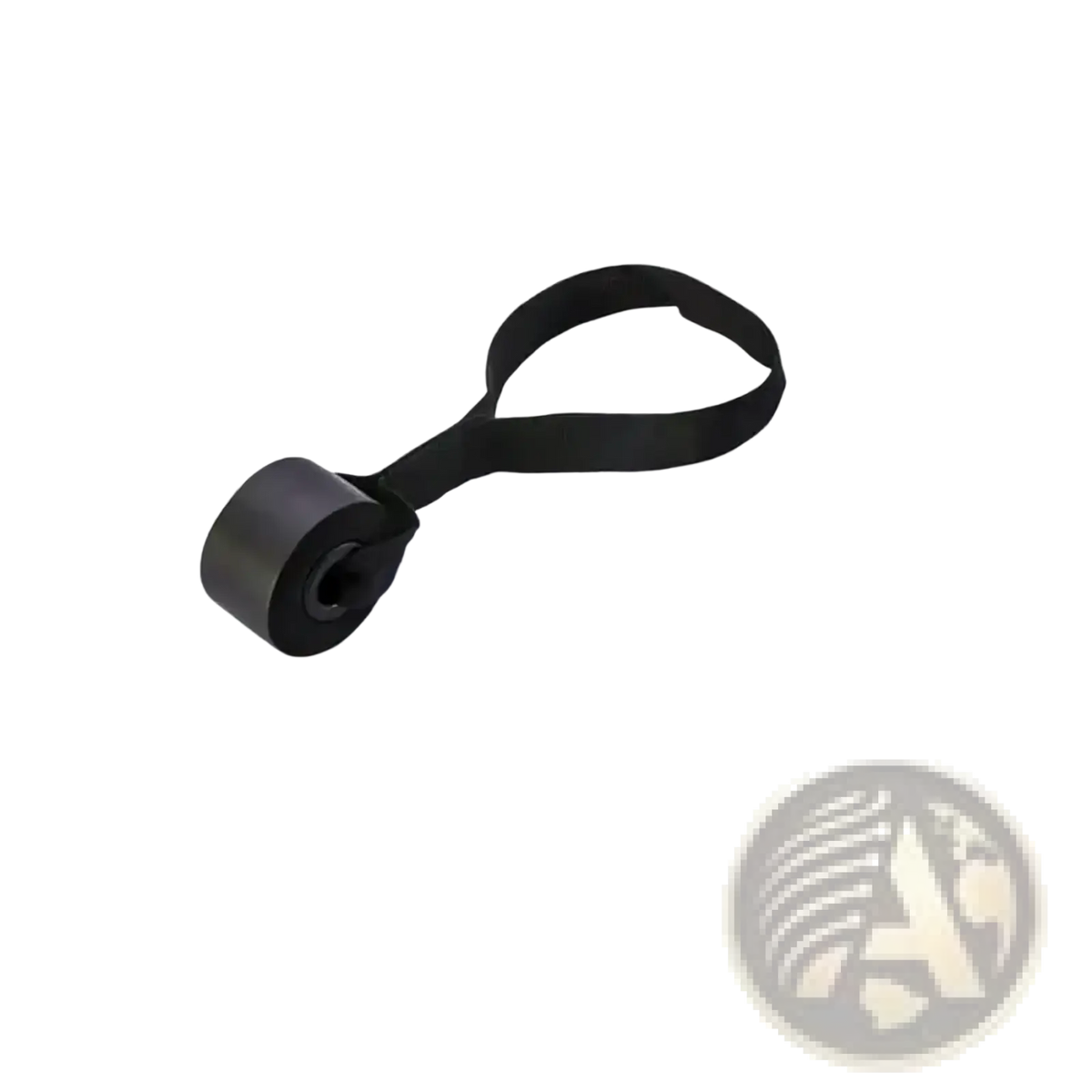 Black door anchor with sturdy fabric strap and cylindrical plastic base for resistance bands set 5-120lbs home workout