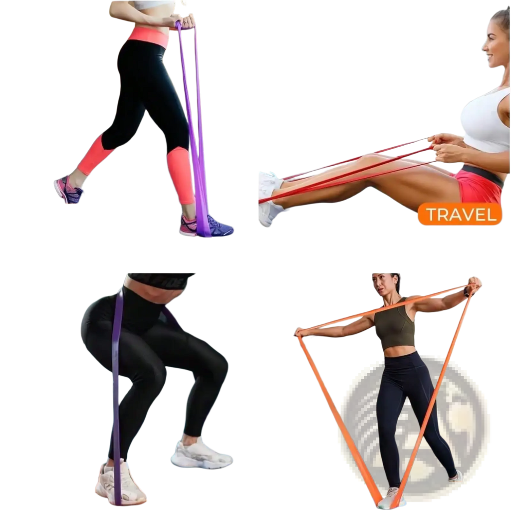Resistance bands set 5-120lbs with purple red and orange bands for versatile home gym and on-the-go workouts