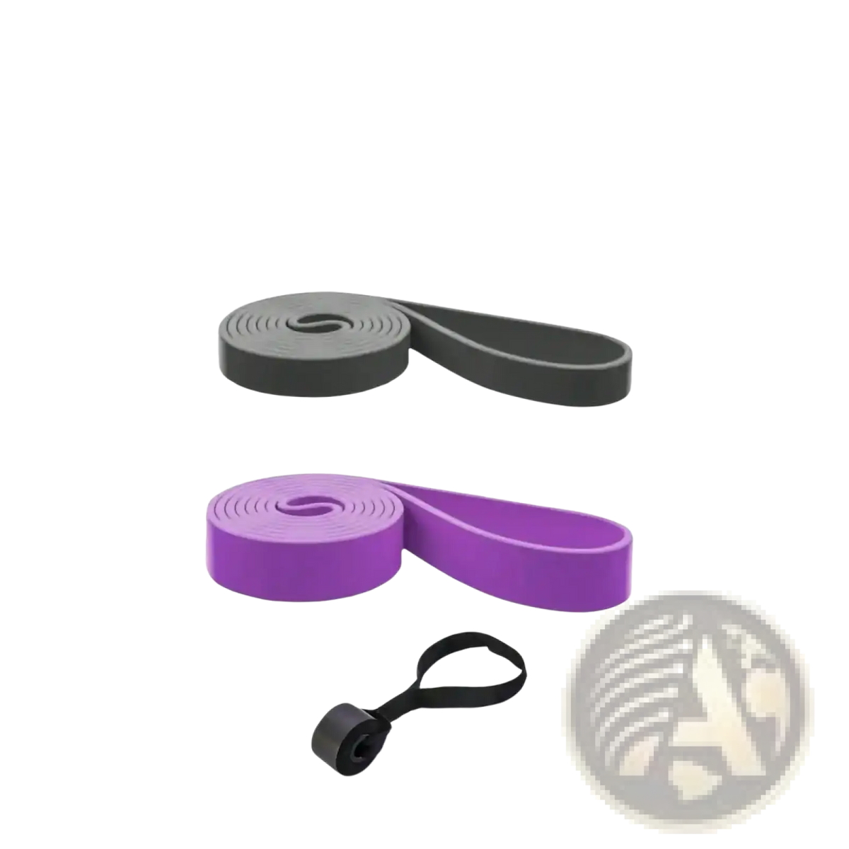 Resistance bands set 5-120lbs with purple and black bands and matching looped handle for home workout