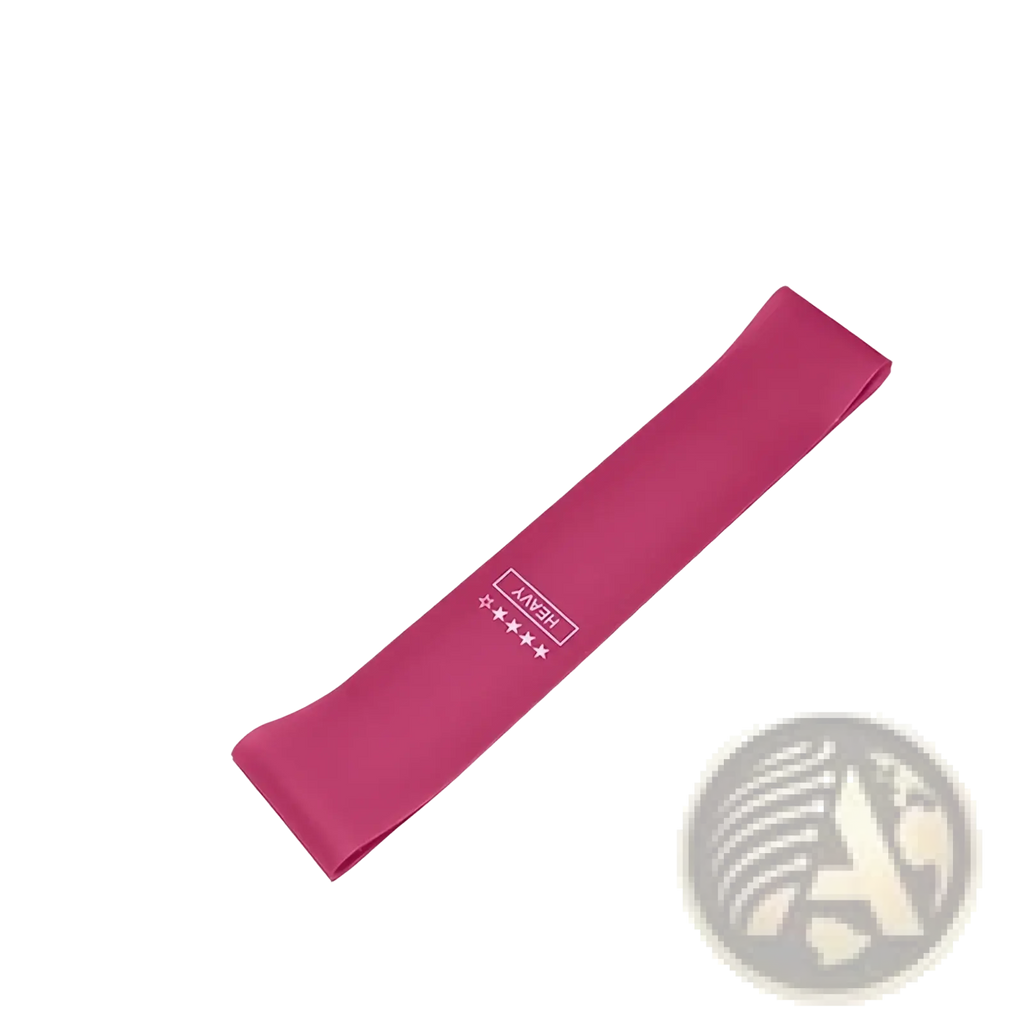 A vibrant pink 30lb resistance band with sleek rubber texture and white branding for fitness and Pilates use